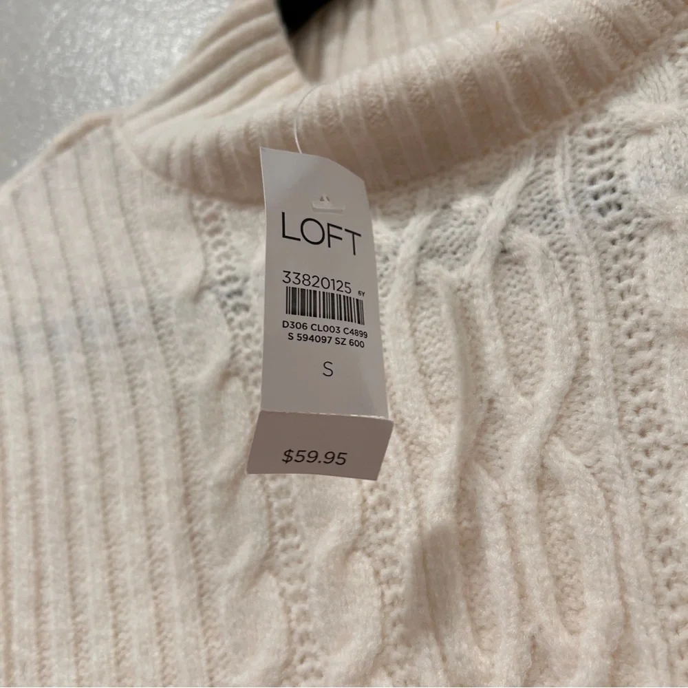 Loft Cream Soft Cable Knit Sleeveless Sweater Vest New With Tags Women's Size‎ S